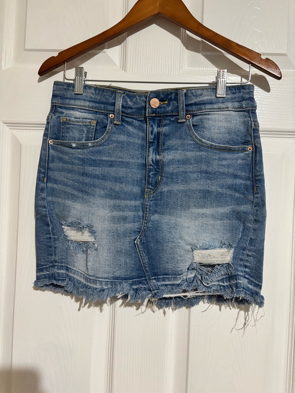 BKE Distressed Denim Mini Skirt - Medium
